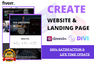 create landing page or business website by divi or elementor