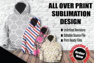 design allover print sublimation designs for print on demand