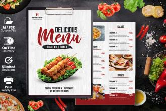 design food flyer, restaurant menu, digital menu, cafe, bar menu, menu board