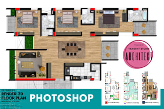 render your 2d floor plan in photoshop