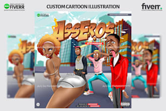illustrate cartoon album cover, album cover design artwork