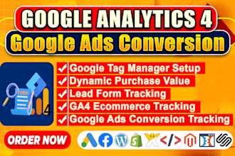setup google ads conversion tracking, analytics 4, ga4 ecommerce by tag manager