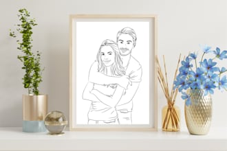 draw couple, family, and friend portrait from your photo