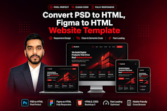 convert PSD to HTML, figma to HTML website template