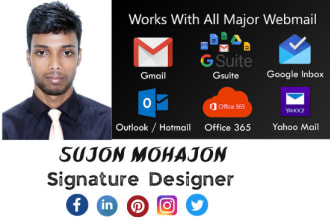 make a design clickable HTML email signature for outlook, gmail, etc