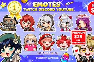 draw cute custom emotes or badges for twitch youtube discord