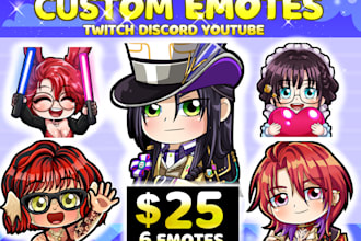 draw cute custom emotes or badges for twitch youtube discord