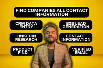 find companies all contact information, web research, and data entry