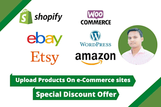 upload your product in woocommerce, ebay, etsy, amazon,shopify store