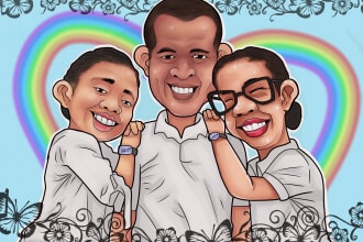 do carricature funny for your family and birthday or graduation