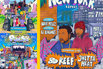 do poster illustration for clothing event music festival