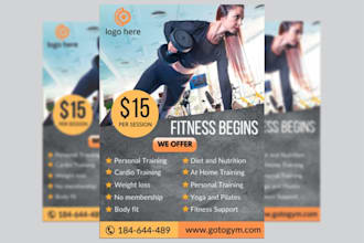 fitness gym workout and sports flyers or posters