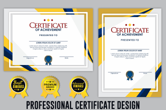 design a professional certificate award within 3 hours