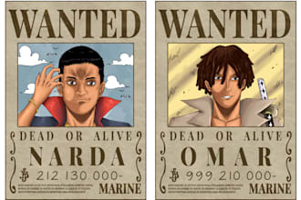 draw wanted bounty poster in one piece