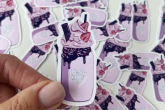 create beautiful, custom sticker design with illustration