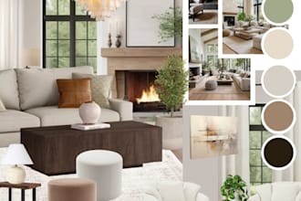 create an interior design mood board and shopping list