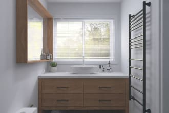 design bathroom model in 3d rendering