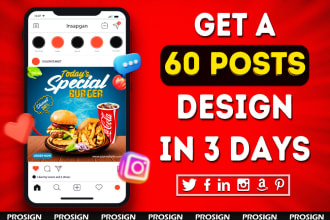 design 60 social media posts, social media post design