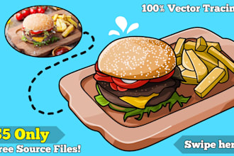 draw food baverages in cartoon vector illustration for tumbnail