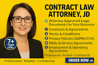 be your lawyer for legal agreements, contract, terms and conditions, mou or nda
