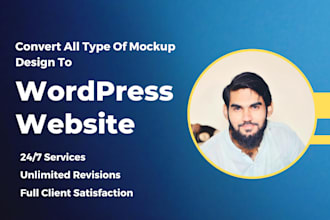 convert PSD, figma, xd, or any mockup to a responsive wordpress website