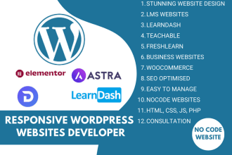 create responsive wordpress lms, woocommerce websites for your business