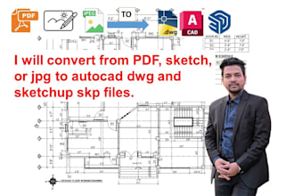 convert PDF, image, or sketch to editable autocad and skp files