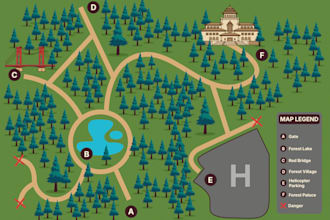 draw a flat vector map illustration for event
