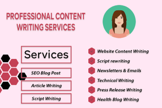 write SEO blog posts, articles, or video script