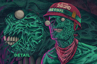 create dark art illustration in hand drawn style
