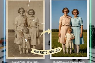 restore old, professional damaged photos, repair service