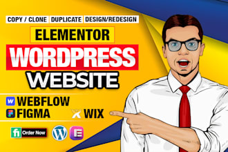 design or clone wix, figma, webflow, squarespace to wordpress website