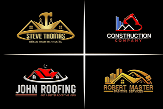 make modern home, handyman, roofing and construction logo