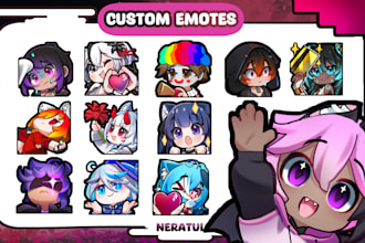 draw cute custom emotes for twitch and discord