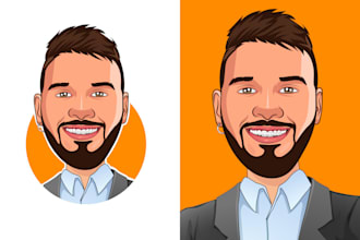 draw a cute cartoon, portrait, avatar, vector, art, caricature for you