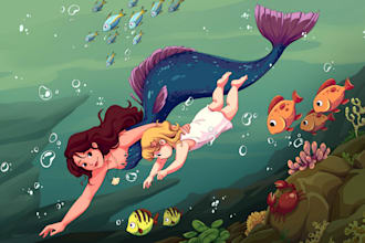 create beautiful children book illustration for amazon KDP