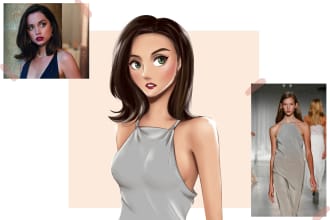 draw custom portrait in semi realistic cartoon style