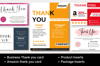 design professional amazon thank you card,package insert,product insert