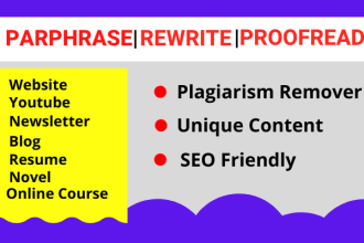 manually rewrite,  paraphrase, edit and proofread your content