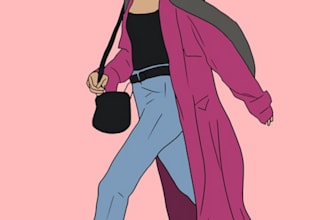 draw fashion illustration, sketch, portrait