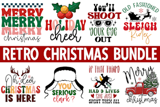 create a unique retro christmas svg cut file bundle for your etsy