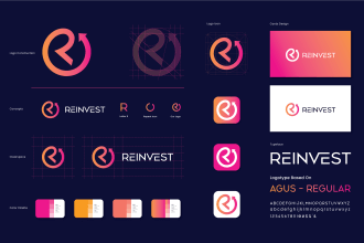 create trendy minimalist logo with brand identity and brand style guides