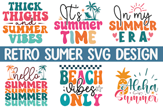 retro summer and others svg cut files design bundle, svg png dxf eps files