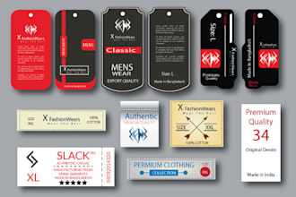design hang tag, price tag, wash care label neck label, clothing tag care label