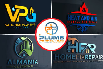 design plumbing heating cleaning hvac oil gas logo