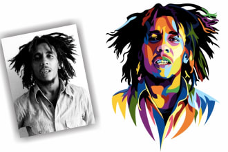 draw your portrait into colorful vector pop art