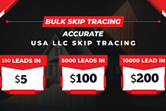 do accurate bulk skip tracing, llc skip tracing for real estate