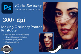 increase resolution 300 dpi,  resize photo, crop image and resize image