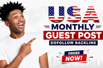 publish monthly guest posts 30 different sites with dofollow backlinks