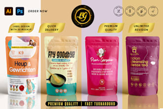 do cosmetic packaging, bag label and pouch label design